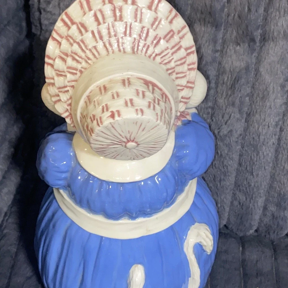 VINTAGE RARE COW COOKIE JAR GOWN BONNET APRON Possible McCoy Unmarked Read descp